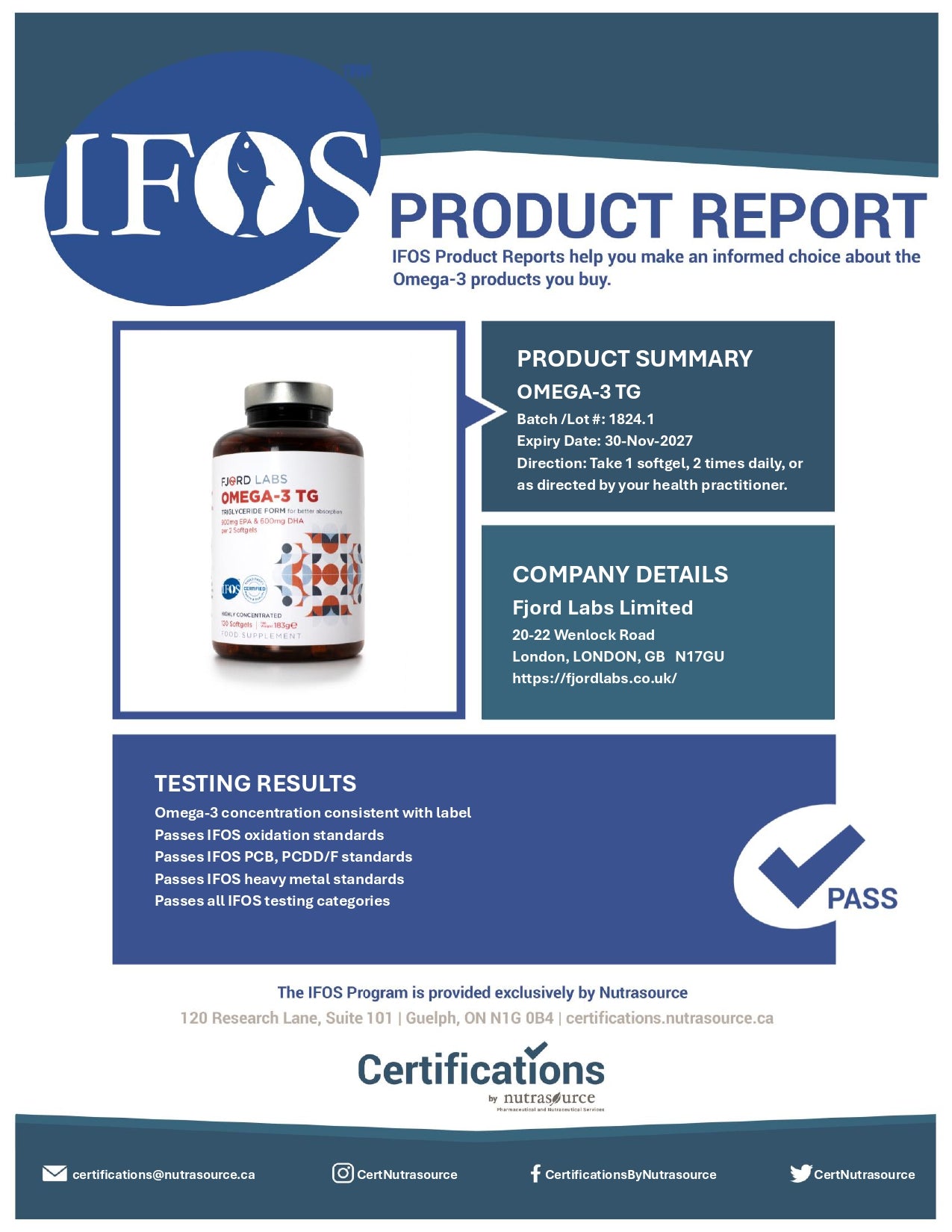 Omega-3 TG | Forma di trigliceridi | Certificato IFOS | 900 mg di EPA e 600 mg di DHA per 2 capsula molle | 120 capsule | [Solo consegne nell'UE e nel Regno Unito]